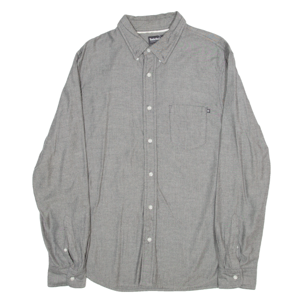 TIMBERLAND Slim Fit Mens Plain Shirt Grey Long Sleeve L Online Hot Sale