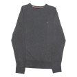 TOMMY HILFIGER Mens Jumper Grey Crew Neck Tight Knit S Discount