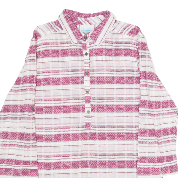 COLUMBIA Womens Shirt Pink Striped 3 4 Sleeve M Sale