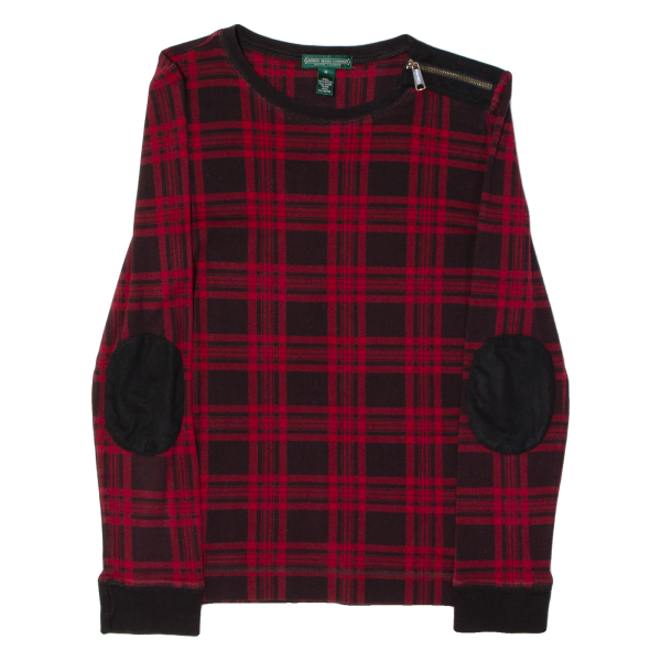 LAUREN RALPH LAUREN Womens Top Red Long Sleeve 90s Plaid M Online