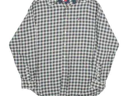 TOMMY HILFIGER Mens Shirt Blue Plaid Long Sleeve L Hot on Sale