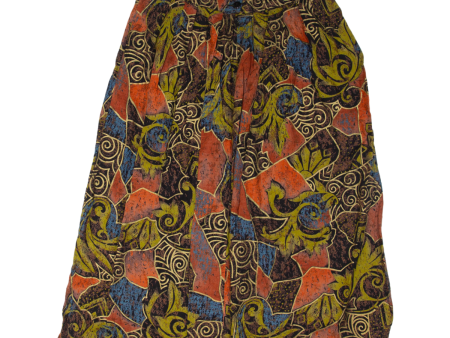 Womens A-Line Skirt Brown Midi Viscose Crazy Pattern UK 12 For Sale