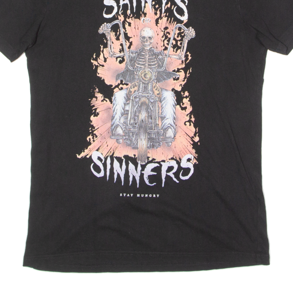 SMOG Saint Or Sinners Mens T-Shirt Black Crew Neck S Hot on Sale