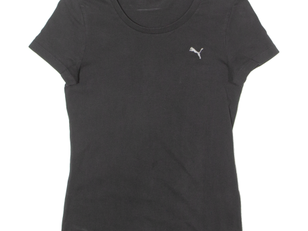 PUMA Womens T-Shirt Black Crew Neck UK 8 Online Hot Sale