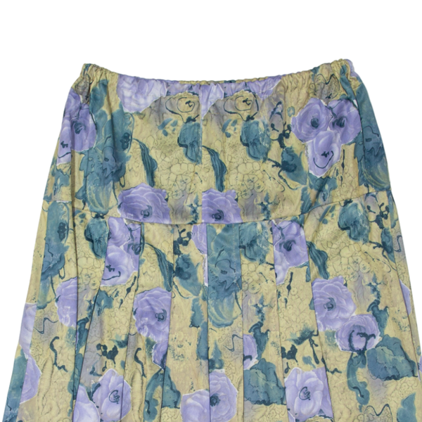 A Line Womens Pleated Skirt Beige Knee Length Floral L Sale