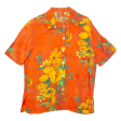 Womens Printed Shirt Orange Collared Floral L For Cheap