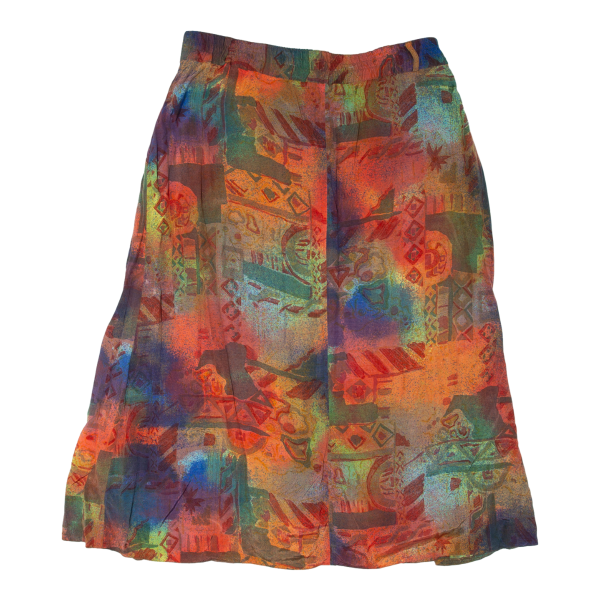 Aztec Womens A-Line Skirt Orange Midi Viscose Crazy Pattern UK 18 Online now