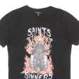 SMOG Saint Or Sinners Mens T-Shirt Black Crew Neck S Hot on Sale